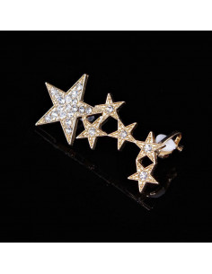 Cercel ear cuff, sase stelute cu cristale, prindere cu ac si clips 2