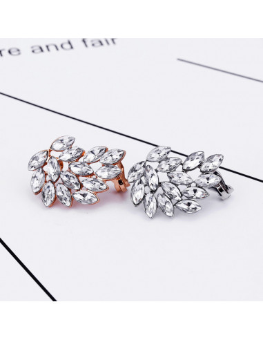 Cercel ear cuff statement, Glass Wing, cu cristale albe cat-eye
