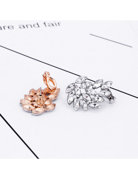 Cercel ear cuff statement, Glass Wing, cu cristale albe cat-eye