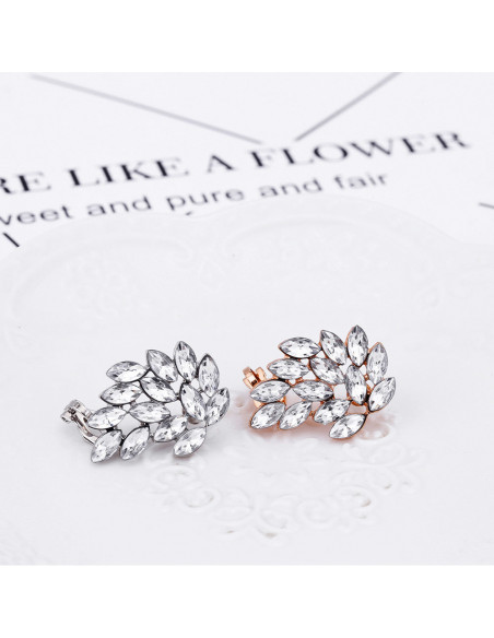 Cercel ear cuff statement, Glass Wing, cu cristale albe cat-eye