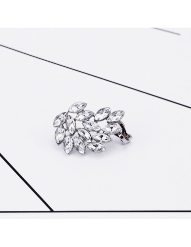 Cercel ear cuff statement, Glass Wing, cu cristale albe cat-eye