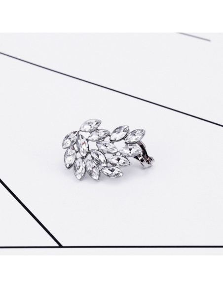 Cercel ear cuff statement, Glass Wing, cu cristale albe cat-eye