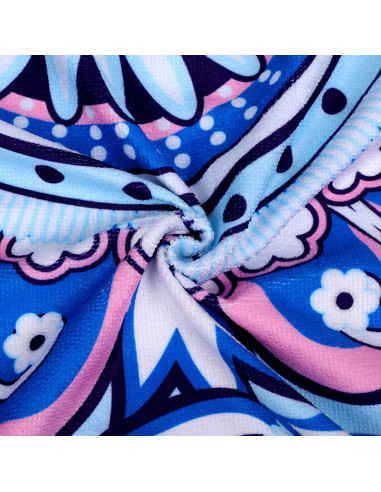 Prosop de plaja gros, cu franjuri, elefant indian pe fundal multicolor