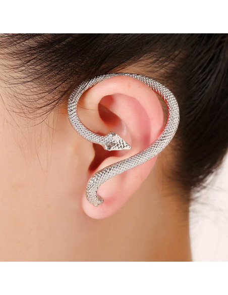 Cercei tip ear cuff, sarpe piton, prindere dubla, pe ureche