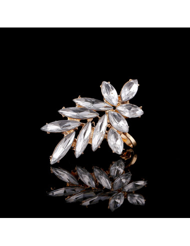 Cercel ear cuff statement, Winter Flower, cu cristale albe ascutite