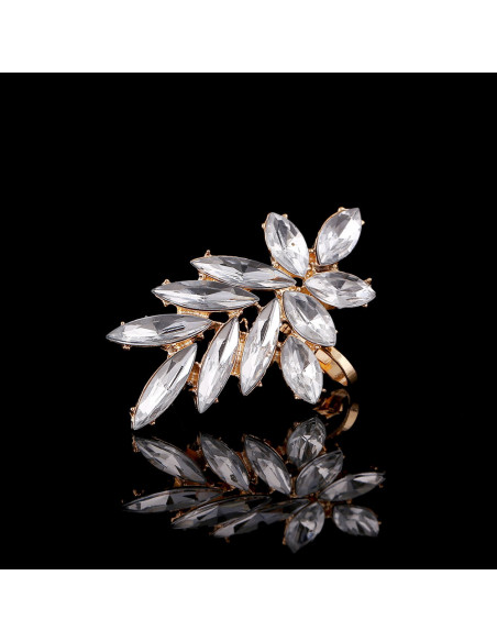 Cercel ear cuff statement, Winter Flower, cu cristale albe ascutite