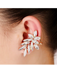 Cercel ear cuff statement, Winter Flower, cu cristale albe ascutite 2