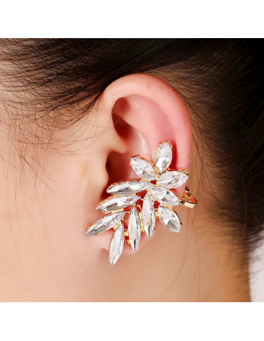 Cercel ear cuff statement, Winter Flower, cu cristale albe ascutite