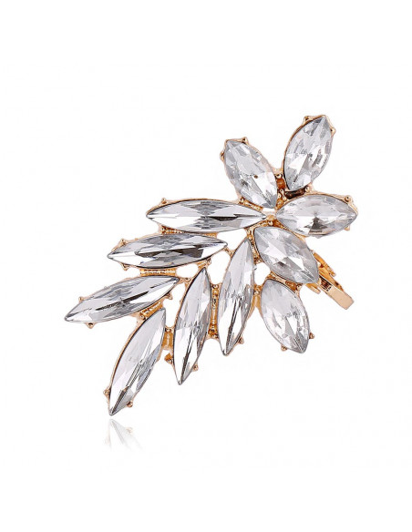 Cercel ear cuff statement, Winter Flower, cu cristale albe ascutite