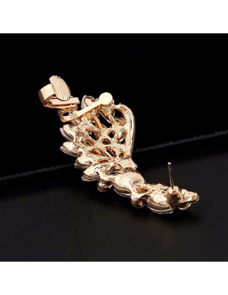 Cercel ear cuff statement, Calla Blossom, cu cristale albe ascutite