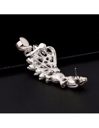 Cercel ear cuff statement, Calla Blossom, cu cristale albe ascutite