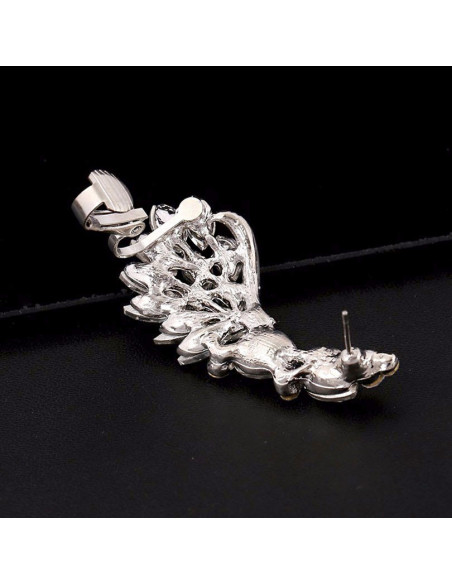 Cercel ear cuff statement, Calla Blossom, cu cristale albe ascutite