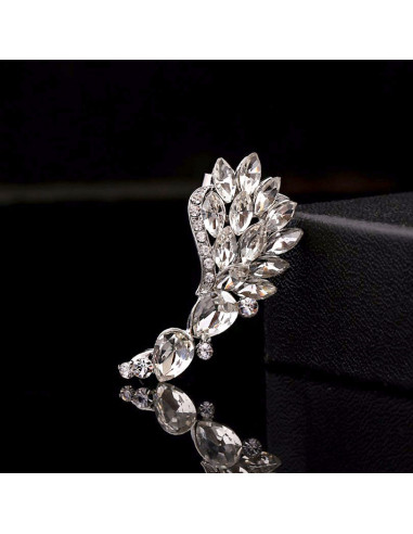 Cercel ear cuff statement, Calla Blossom, cu cristale albe ascutite