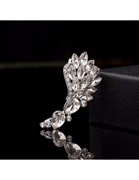 Cercel ear cuff statement, Calla Blossom, cu cristale albe ascutite