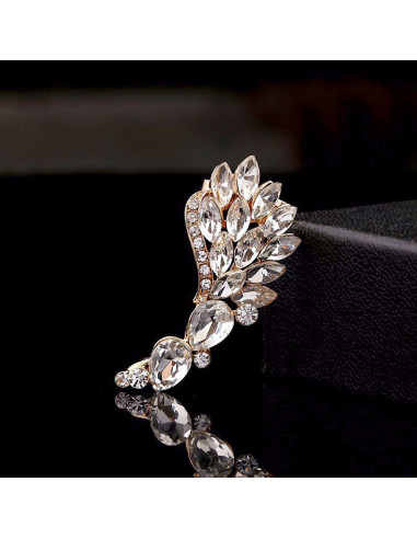 Cercel ear cuff statement, Calla Blossom, cu cristale albe ascutite