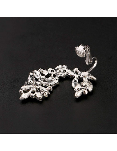 Cercel ear cuff statement, cu cristale albe, negre, gri si metalice