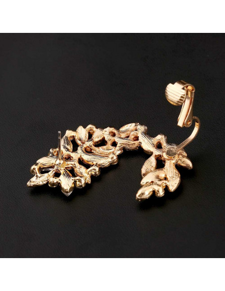 Cercel ear cuff statement, cu cristale albe, negre, gri si metalice