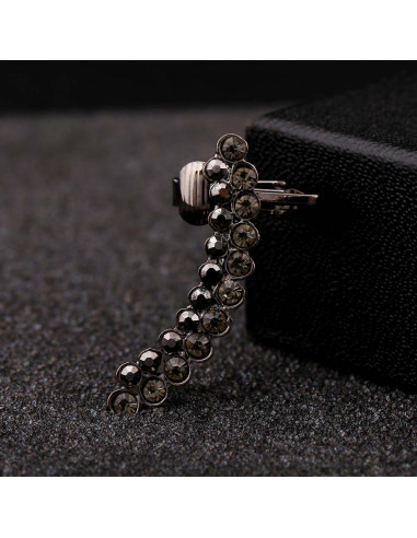 Cercel ear cuff elegant, doua randuri arcuite cu cristale zig zag