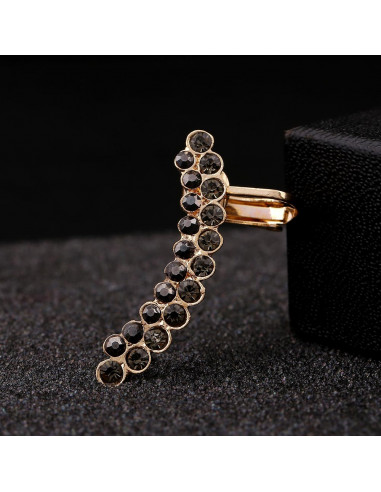 Cercel ear cuff elegant, doua randuri arcuite cu cristale zig zag