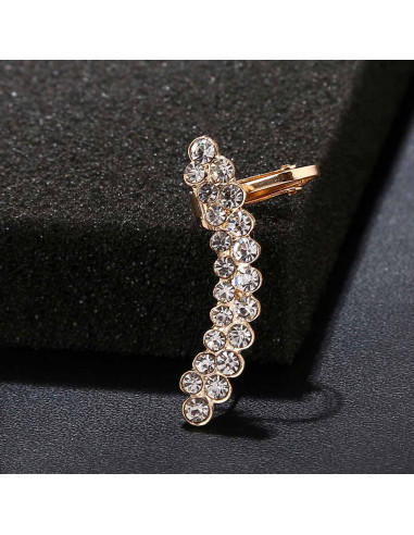 Cercel ear cuff elegant, doua randuri arcuite cu cristale zig zag