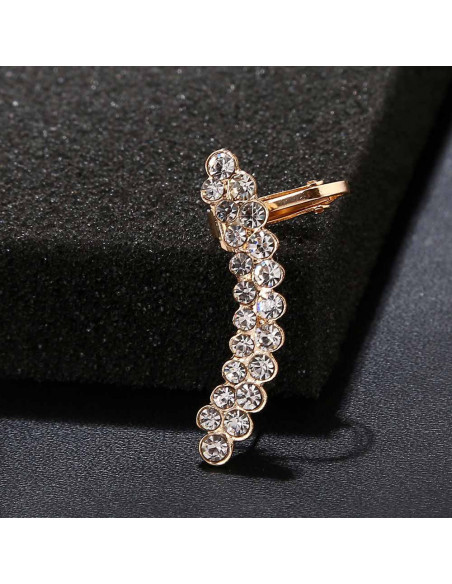 Cercel ear cuff elegant, doua randuri arcuite cu cristale zig zag