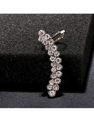 Cercel ear cuff elegant, doua randuri arcuite cu cristale zig zag