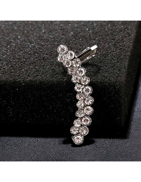 Cercel ear cuff elegant, doua randuri arcuite cu cristale zig zag