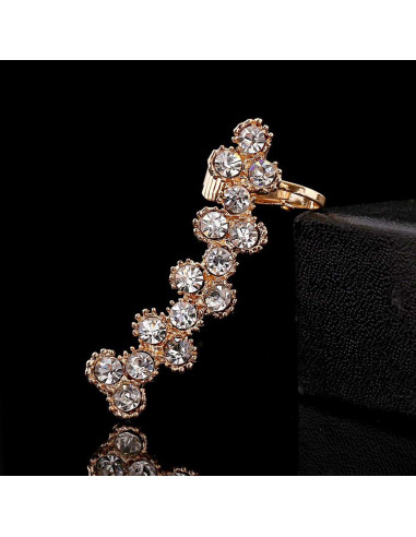 Cercel ear cuff lung, cu cristale rotunde in zig-zag