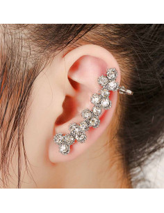 Cercel ear cuff lung, cu cristale rotunde in zig-zag 2