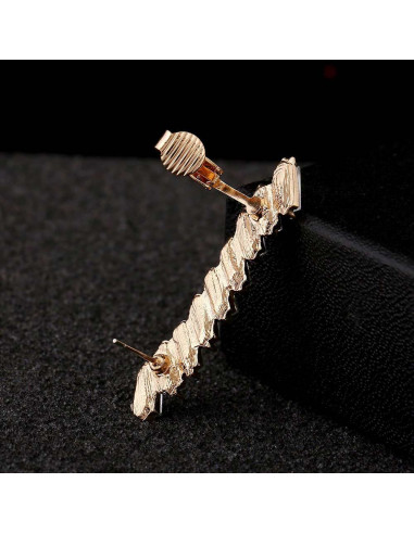 Cercel ear cuff elegant, cu cristale albe dreptunghiulare