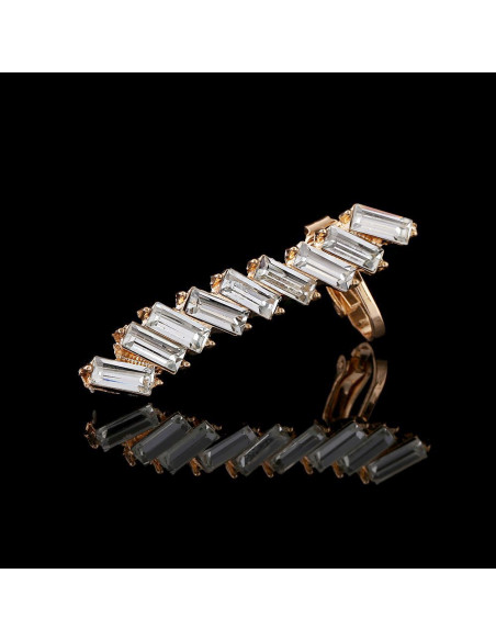 Cercel ear cuff elegant, cu cristale albe dreptunghiulare