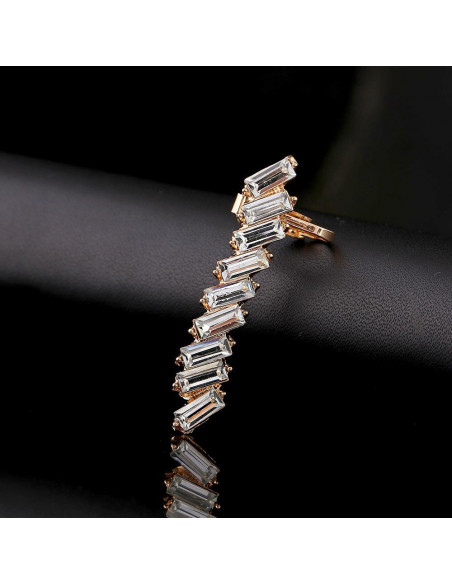 Cercel ear cuff elegant, cu cristale albe dreptunghiulare