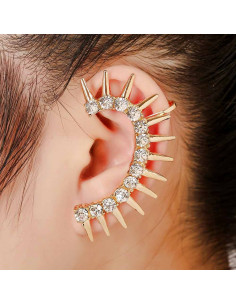 Cercel ear cuff pe toata urechea, cristale albe si tepi 2