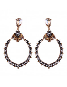 Cercei luxury rotunzi, cu cristale cat-eye si flori