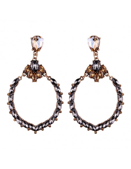 Cercei luxury rotunzi, cu cristale cat-eye si flori