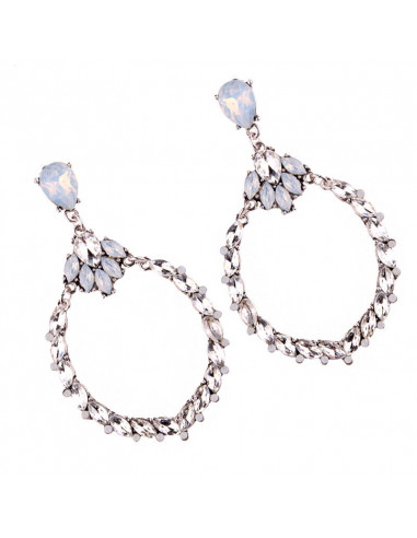 Cercei luxury rotunzi, cu cristale cat-eye si flori