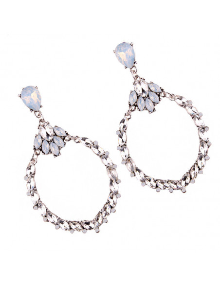 Cercei luxury rotunzi, cu cristale cat-eye si flori
