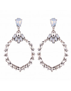 Cercei luxury rotunzi, cu cristale cat-eye si flori 2
