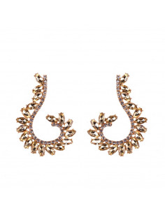 Cercei luxury Fish Hook, arcuiti, cu cristale cat-eye multicolore