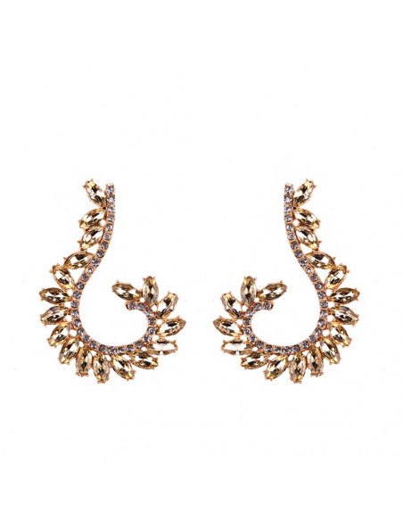 Cercei luxury Fish Hook, arcuiti, cu cristale cat-eye multicolore