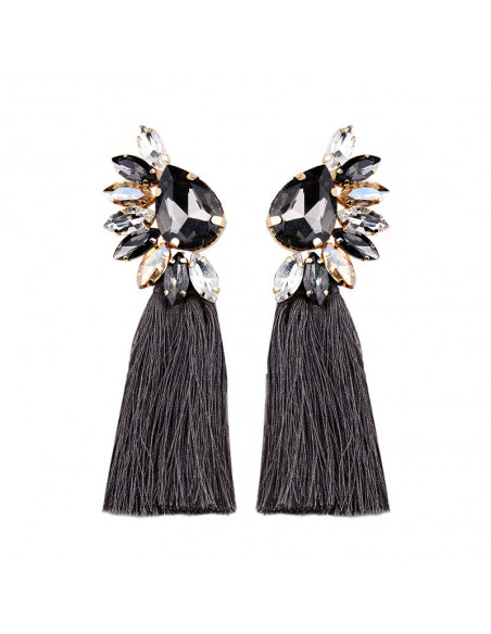 Cercei statement Maleficent, cristale mari ascutite si canafi lungi