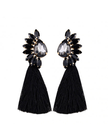 Cercei statement Maleficent, cristale mari ascutite si canafi lungi
