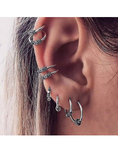 Set 8 cercei si ear cuff, cercuri cu model etnic