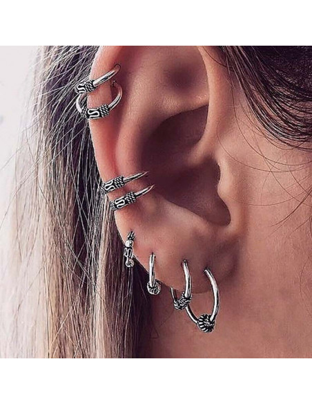Set 8 cercei si ear cuff, cercuri cu model etnic