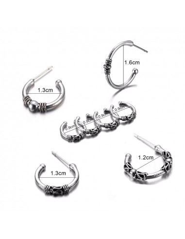 Set 8 cercei si ear cuff, cercuri cu model etnic