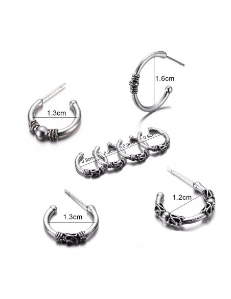 Set 8 cercei si ear cuff, cercuri cu model etnic