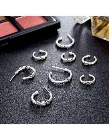 Set 8 cercei si ear cuff, cercuri cu model etnic