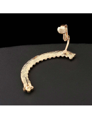 Cercel ear cuff arcuit, un rand de cristale si unul de floricele