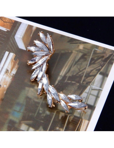 Cercel ear cuff Spike, cu cristale albe ascutite, arcuit pe ureche