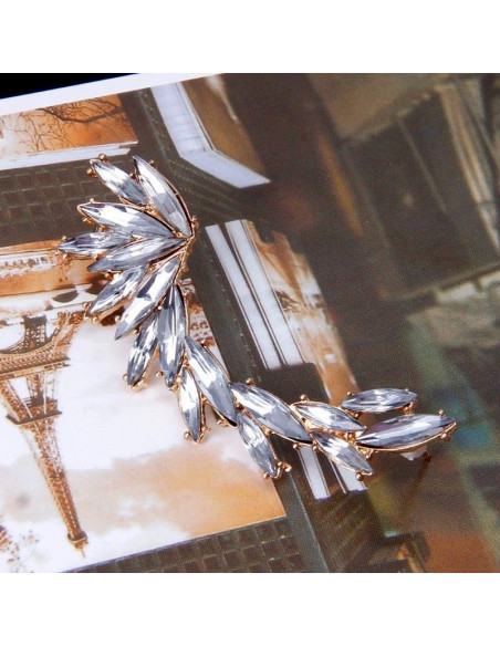 Cercel ear cuff Spike, cu cristale albe ascutite, arcuit pe ureche